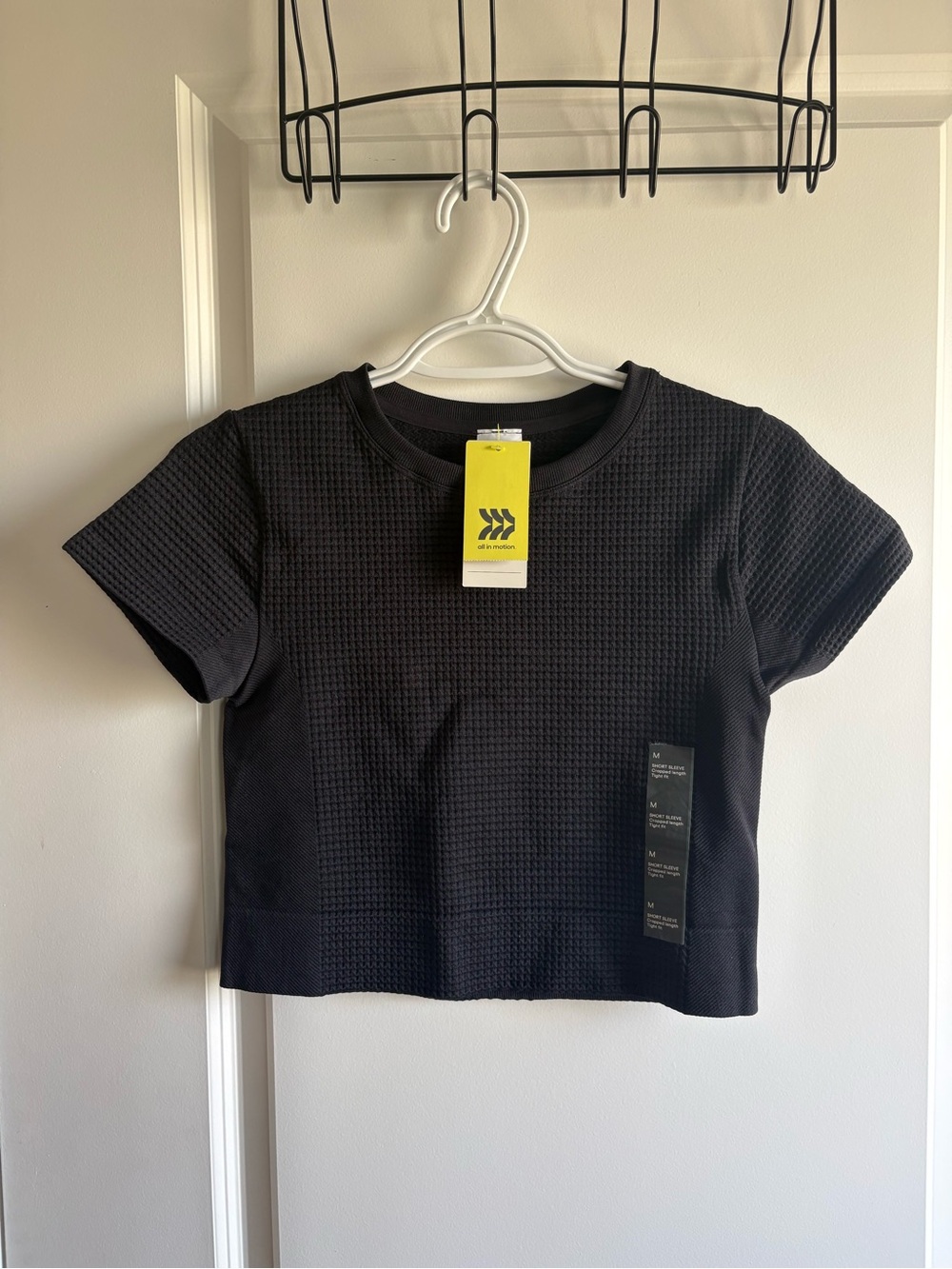 all in motion Black Textured Waffle Crop Top